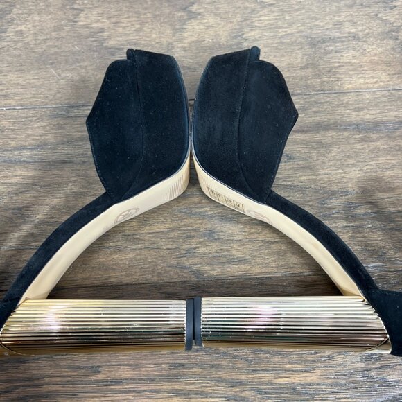 MICHAEL MICHAEL KORS Paloma Metallic Heel Suede Sandals Black Sz 5.5 EUC - Picture 4 of 9